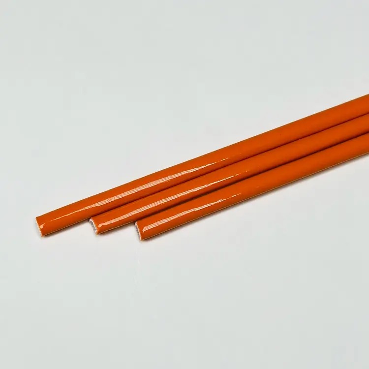 Straight orange silicone-coated firesleeve lengths