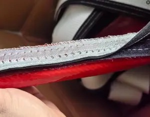 Close view of hook-and-loop fire sleeving layers