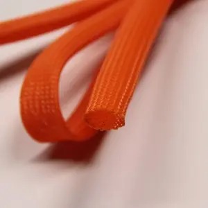 Orange SPANDOFLEX braided sleeve forming a loop with a visible end