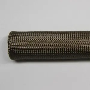 Straight tan basalt-fiber sleeve wall with close interwoven strands