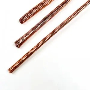Copper-colored woven shielding lengths with open ends